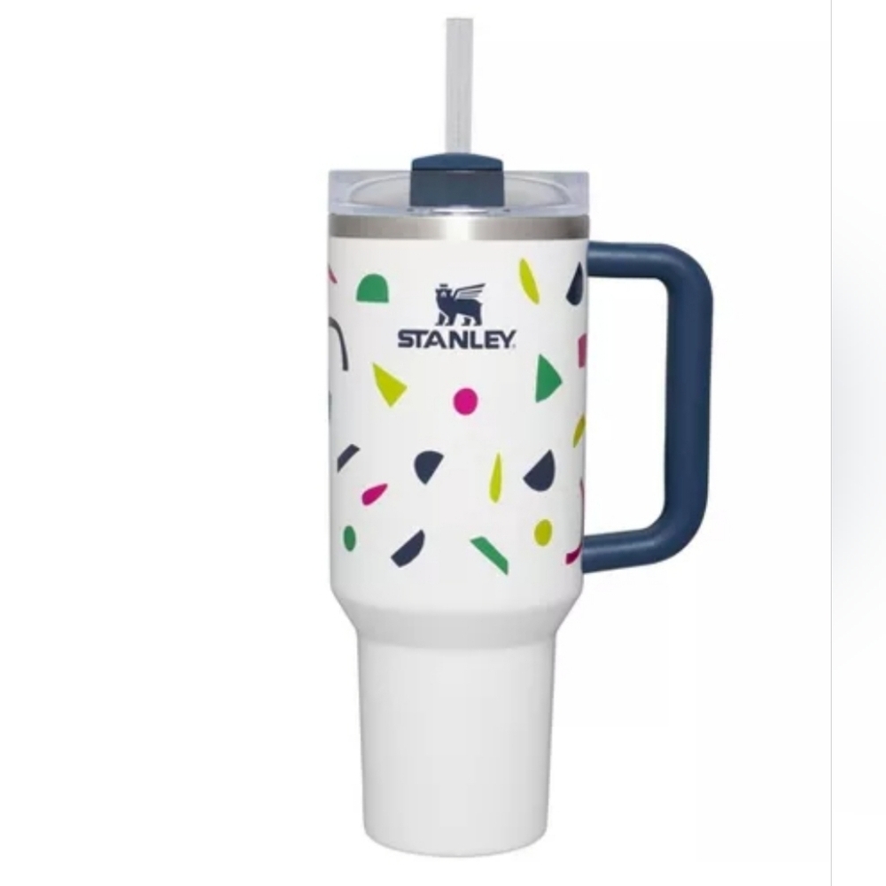 Stanley White Tumbler with Colorful Pattern